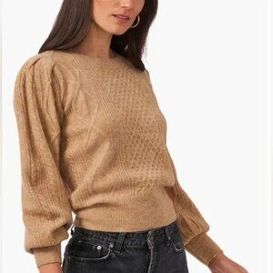 1 State Variegated Cables Crew-Neck Sweater Womens XXL Latte Heather Cozy Comfor